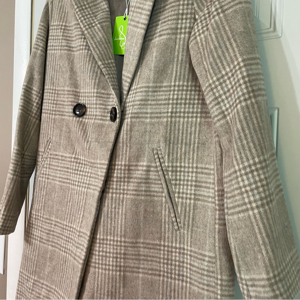 NWT Sam Edelman Windowpane Plaid Coat in Feminine Plaid Size S Wool blend - Picture 7 of 10